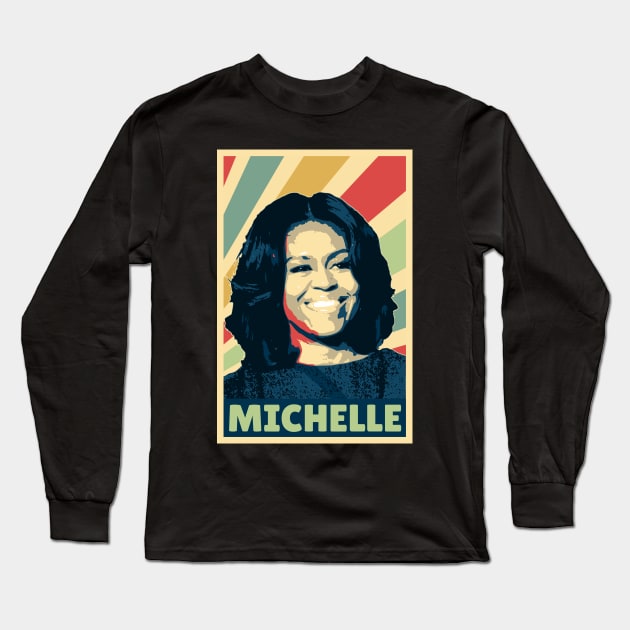 Michelle Obama Vintage Colors Long Sleeve T-Shirt by Nerd_art